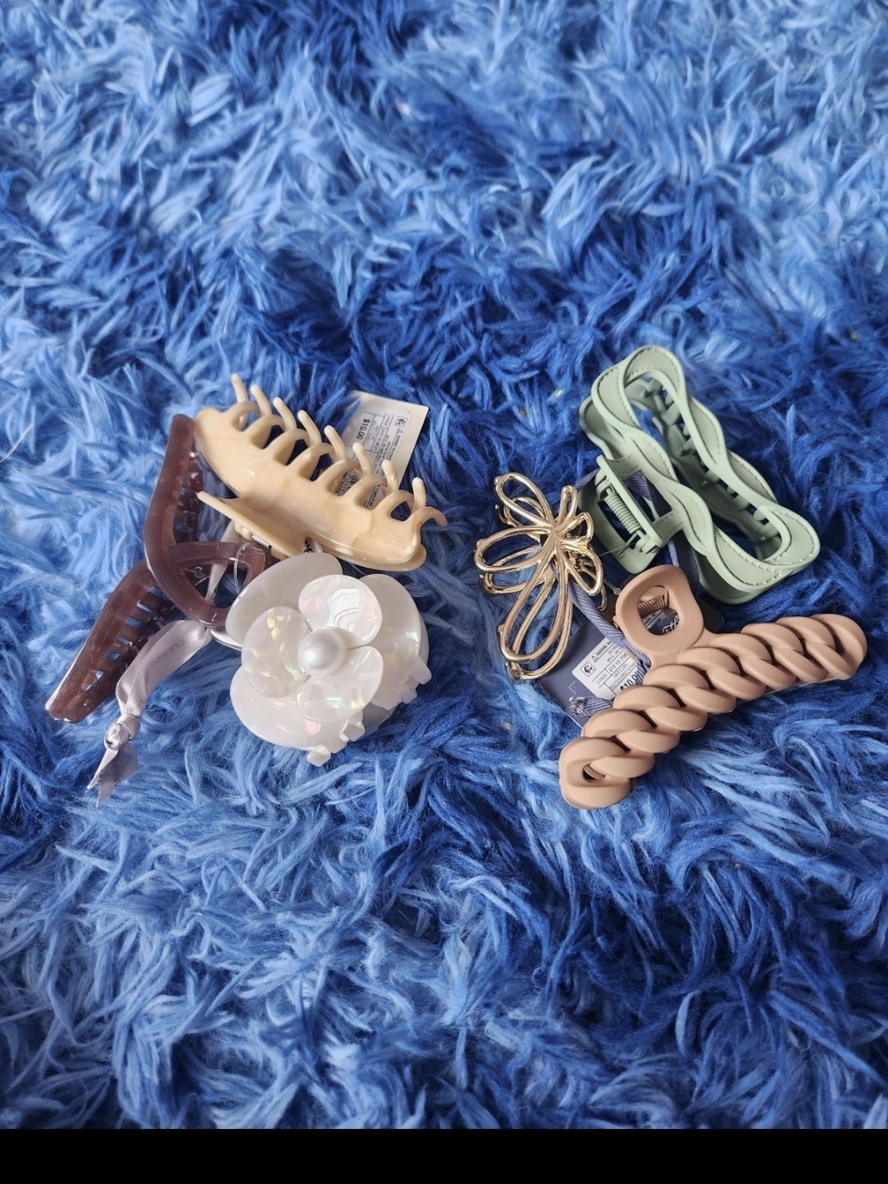 Mixed Hair Clip Set - Neutral, Mint & Pearl Accents